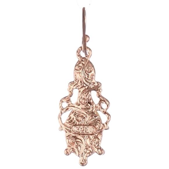 1928 Rose Gold Manor House Filigree Dangling Drop Hook Earrings - Picture 7 of 8